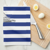 Chrome Sailing op Nautical Stripes Theedoek (Quarter Fold)