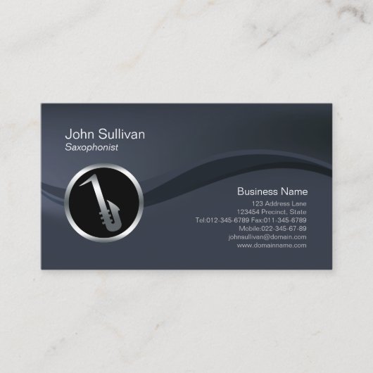 Chrome Saxophone Icon Saxophoniste Carte de visite (Devant)
