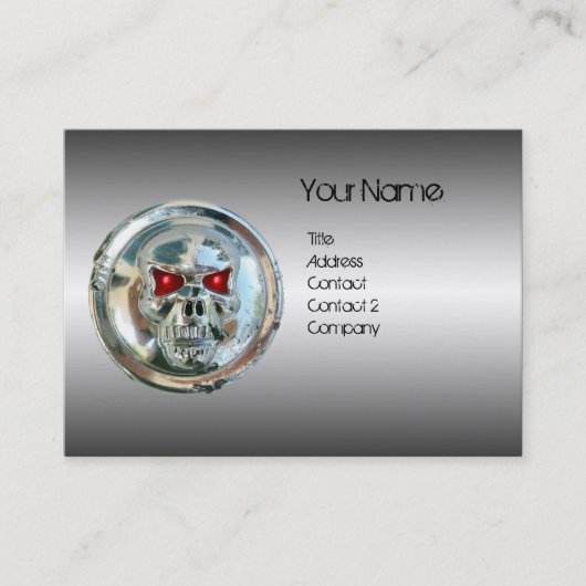 CHROME SCHEDEL, STAAL EN RODE RUBY MONOGRAM VISITEKAARTJE (Voorkant)