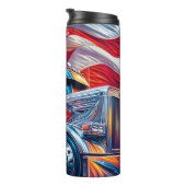 Chrome Semi Truck Amerikaanse Vlag Flow Thermosbeker (Geroteerd rechts)