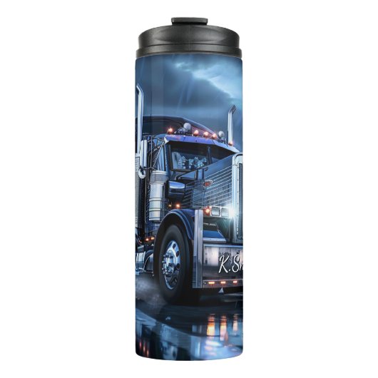 Chrome Semi Truck Rain Storm Thermosbeker (Voorkant)