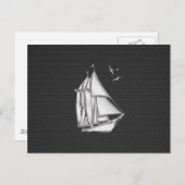 Chrome Silver-achtige zeilboot op koolstofvezel Briefkaart (Voorkant / Achterkant)