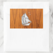 Chrome Silver als Sailboot op Teak Veneer Rechthoekige Sticker (Tas)