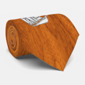 Chrome Silver als Sailboot op Teak Veneer Stropdas (Opgerold)