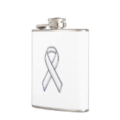 Chrome Silver Print Belted White Ribbon Awareness Heupfles (Links)