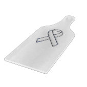Chrome Silver Print Belted White Ribbon Awareness Snijplank (Hoek)