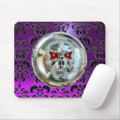 CHROME SKULL, Damask, Paarse Amethyst Muismat (Met muis)