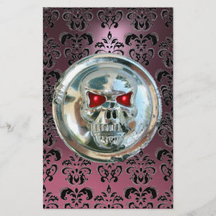 CHROME SKULL DAMASK Roze Paarse Amethyst Briefpapier