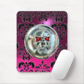 CHROME SKULL, Damask roze, Paarse Amethyst Muismat (Met muis)