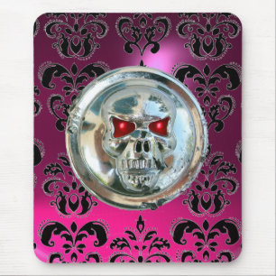 CHROME SKULL, Damask roze, Paarse Amethyst Muismat