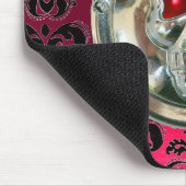 CHROME SKULL, Damask, Roze rode Ruby Muismat (Hoek)