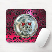 CHROME SKULL, Damask, Roze rode Ruby Muismat (Met muis)