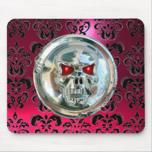 CHROME SKULL, Damask, Roze rode Ruby Muismat