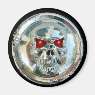CHROME SKULL MAGNEET