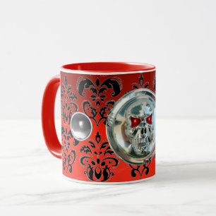 CHROME SKULL RIDERS RED BLACK DAMASK, Ruby Mok