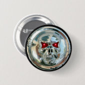 CHROME SKULL RONDE BUTTON 5,7 CM (Voorkant /achterkant)