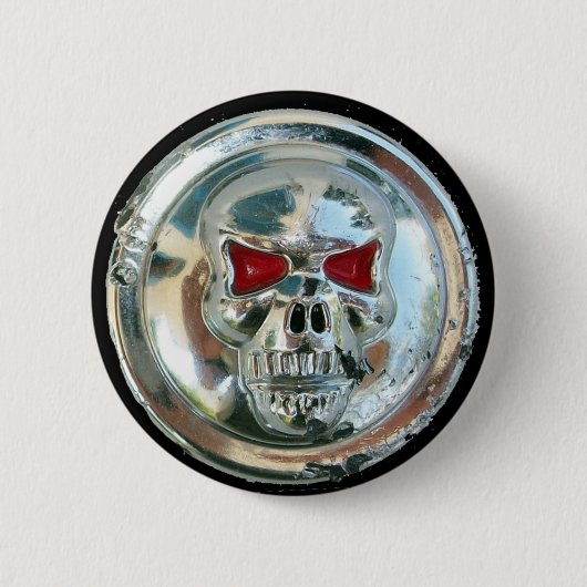 CHROME SKULL RONDE BUTTON 5,7 CM (Voorkant)