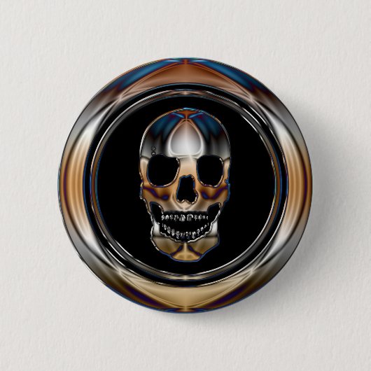 CHROME SKULL RONDE BUTTON 5,7 CM (Voorkant)