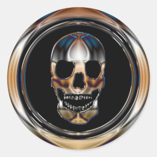 CHROME SKULL RONDE STICKER