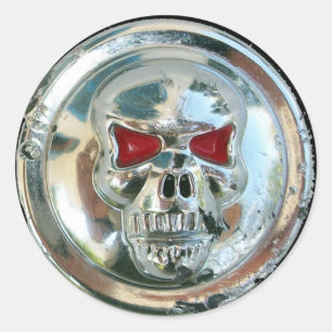 CHROME SKULL RONDE STICKER