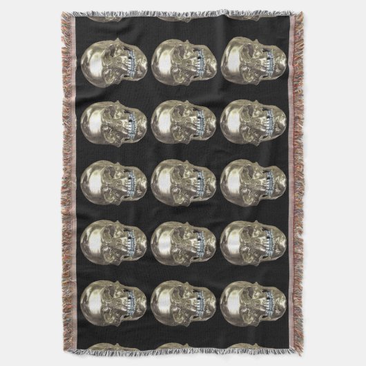 Chrome Skull Throw Blanket Deken (Voorkant Verticaal)