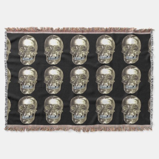 Chrome Skull Throw Blanket Deken (Voorkant)