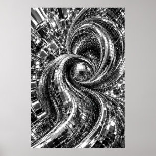Chrome Spiegel Mozaïek Wervel Poster