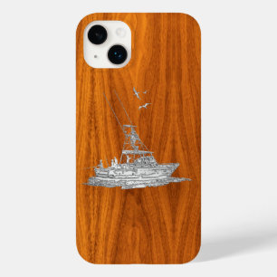 Chrome Sports Vist op Teak Wood Case-Mate iPhone 14 Plus Hoesje