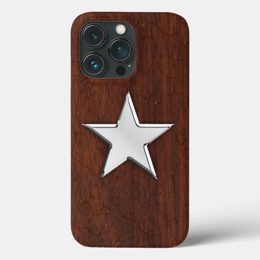 Chrome Star op natte mahogany-afdruk Case-Mate iPhone Case (Achterkant)