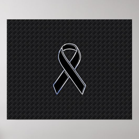 Chrome Stijl Zwarte Lint Bewustzijn Poster (Voorkant)