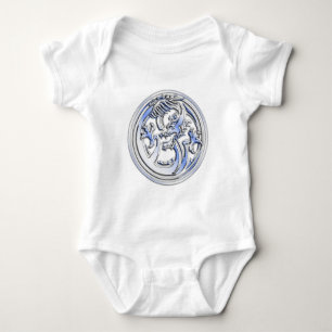 Chrome stijldrakenbadge op Carbon Fiber Print Romper