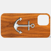 Chrome Style Anchor op Teak Veneer Case-Mate iPhone Case (Achterkant / Rechts)