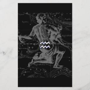 Chrome Style Aquarius Zodiac Symbol op Hevelius Briefpapier