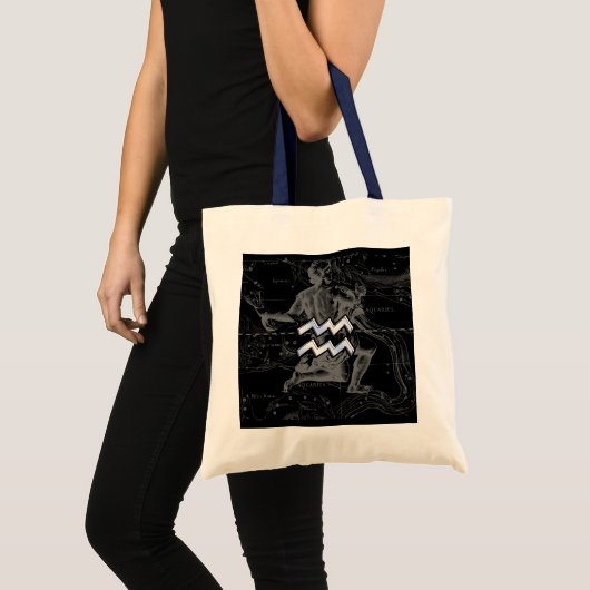 Chrome Style Aquarius Zodiac Symbol op Hevelius Tote Bag (Voorkant (product))