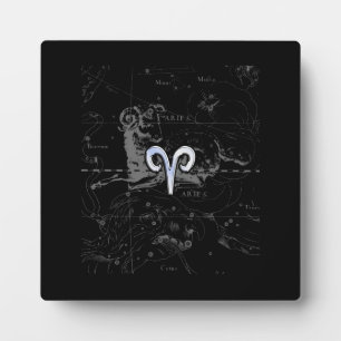 Chrome Style Aries Zodiac Sign on Hevelius Fotoplaat