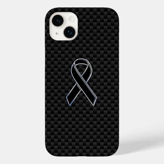 Chrome Style Black Ribbon Awareness Carbon Fibre Case-Mate iPhone Case (Achterkant)
