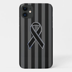 Chrome Style Black Ribbon Awareness iPhone 11 Hoesje