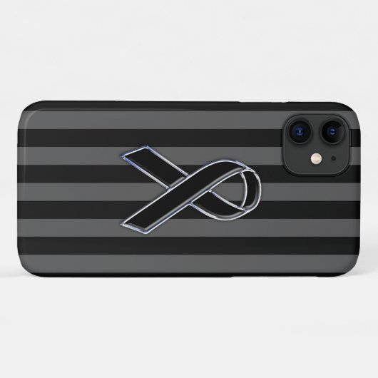 Chrome Style Black Ribbon Awareness Case-Mate iPhone Case (Achterkant (horizontaal))
