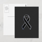 Chrome Style Black Ribbon Awareness Decor Briefkaart (Voorkant / Achterkant)