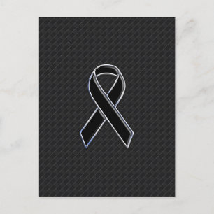Chrome Style Black Ribbon Awareness Decor Briefkaart
