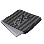Chrome Style Black Ribbon Awareness Laptop Sleeve (Voorkant onderkant)