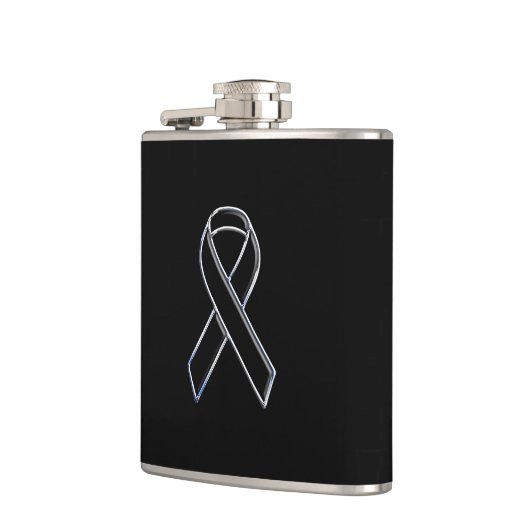 Chrome Style Black Ribbon Awareness on Black Heupfles (Links)