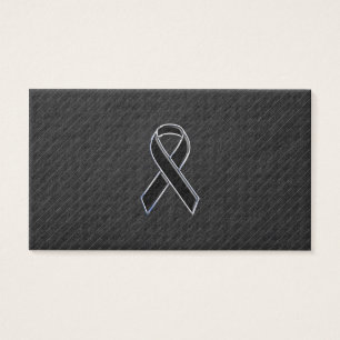 Chrome Style Black Ribbon Awareness Visitekaartjes