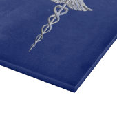 Chrome Style Caduceus Medical Symbool op Navy Blue Snijplank (Hoek)