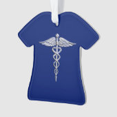 Chrome Style Caduceus Symbole Médicale sur bleu ma (devant)