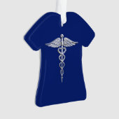 Chrome Style Caduceus Symbole Médicale sur bleu ma (devant)