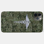 Chrome Style Caduceus Symbool op Green Camouflage Case-Mate iPhone Case (Achterkant (horizontaal))
