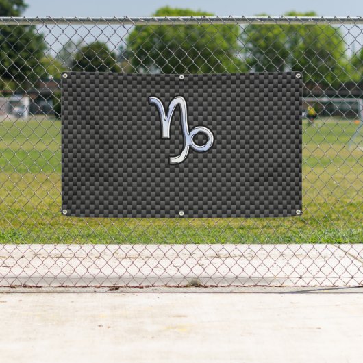 Chrome Style Capricorn-symbool op koolstofvezel Spandoek (Insitu)