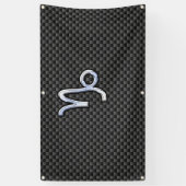 Chrome Style Capricorn-symbool op koolstofvezel Spandoek (Verticaal)