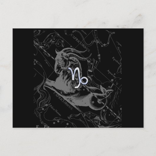 Chrome Style Capricorn Zodiac Sign on Hevelius Briefkaart (Voorkant)